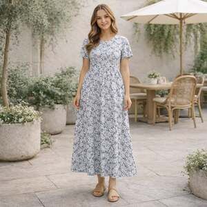 Piper & Scoot Blue Floral Smocked Midi Dress XL Cottagecore Prairie